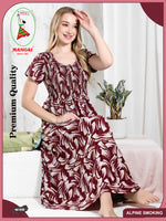 ALPINE Smocking Nighty | Beautiful Pleated Design | Side Pocket | Stylish Nighty for Trendy Women's | Your Perfect Nightwear Collection's (ALS)