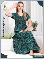 ALPINE Smocking Nighty | Beautiful Pleated Design | Side Pocket | Stylish Nighty for Trendy Women's | Your Perfect Nightwear Collection's (ALS)