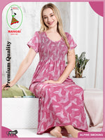 ALPINE Smocking Nighty | Beautiful Pleated Design | Side Pocket | Stylish Nighty for Trendy Women's | Your Perfect Nightwear Collection's (ALS)