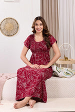 ALPINE Smocking Nighty | Beautiful Pleated Design | Side Pocket | Stylish Nighty for Trendy Women's | Your Perfect Nightwear Collection's (ALS)