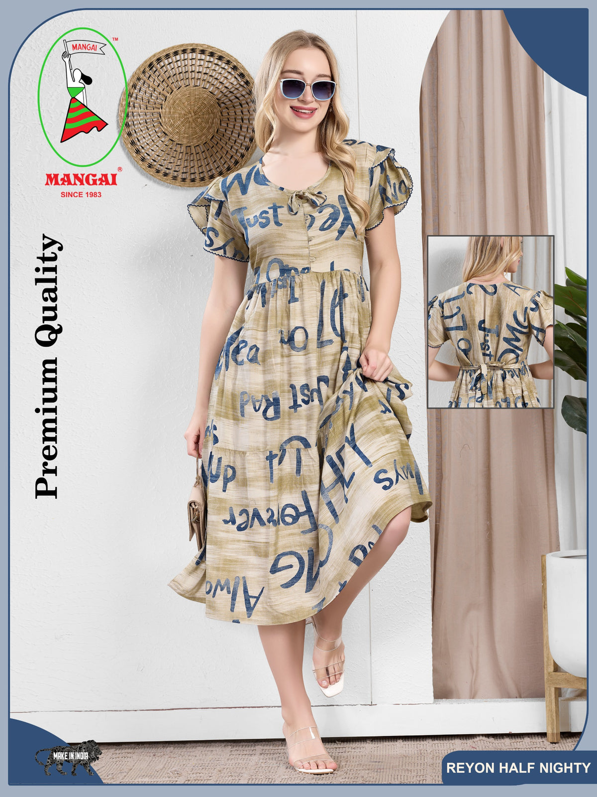 Rayon MAXI FROCK Model Nighties | Fancy Petal Sleeve | Fancy Neck & Side Pocket | Pleated Frock MAXI Style | Trendy Collection's for Stylish Women & Teenage Girl (PSG-H)