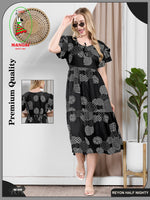Rayon MAXI FROCK Model Nighties | Fancy Petal Sleeve | Fancy Neck & Side Pocket | Pleated Frock MAXI Style | Trendy Collection's for Stylish Women & Teenage Girl (PSG-H)
