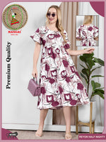 Rayon MAXI FROCK Model Nighties | Fancy Petal Sleeve | Fancy Neck & Side Pocket | Pleated Frock MAXI Style | Trendy Collection's for Stylish Women & Teenage Girl (PSG-H)