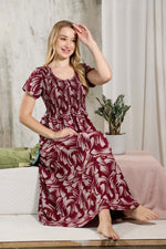 ALPINE Smocking Nighty | Beautiful Pleated Design | Side Pocket | Stylish Nighty for Trendy Women's | Your Perfect Nightwear Collection's (ALS)