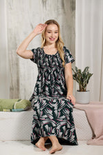 ALPINE Smocking Nighty | Beautiful Pleated Design | Side Pocket | Stylish Nighty for Trendy Women's | Your Perfect Nightwear Collection's (ALS)