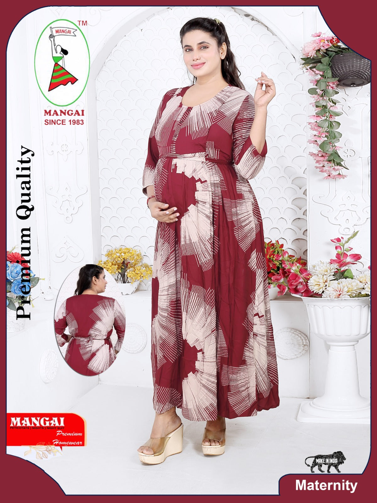 Soft Rayon4-IN-ONE Mom's Feeding & Casual Wear| Pre & Post Maternity Wear | Fancy Long Frock | Best Choice for Pregnancy Women (FIO-F)