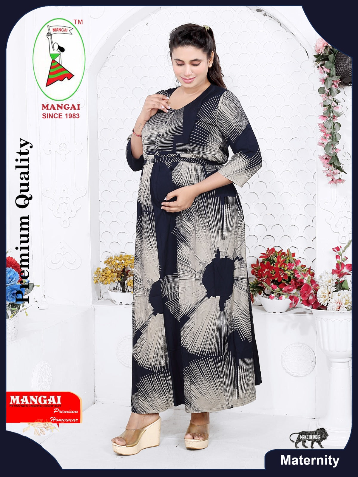 Soft Rayon4-IN-ONE Mom's Feeding & Casual Wear| Pre & Post Maternity Wear | Fancy Long Frock | Best Choice for Pregnancy Women (FIO-F)