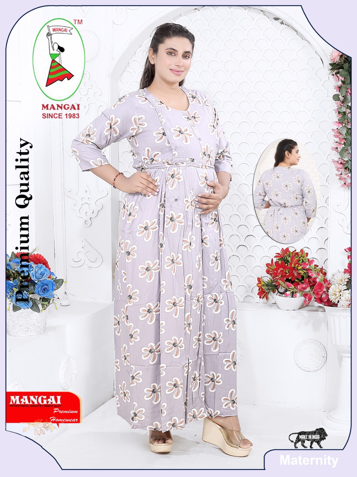 Soft Rayon4-IN-ONE Mom's Feeding & Casual Wear| Pre & Post Maternity Wear | Fancy Long Frock | Best Choice for Pregnancy Women (FIO-F)