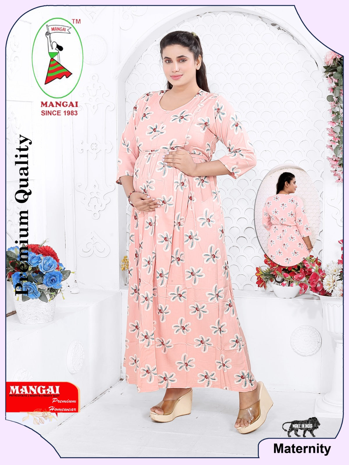 Soft Rayon4-IN-ONE Mom's Feeding & Casual Wear| Pre & Post Maternity Wear | Fancy Long Frock | Best Choice for Pregnancy Women (FIO-F)