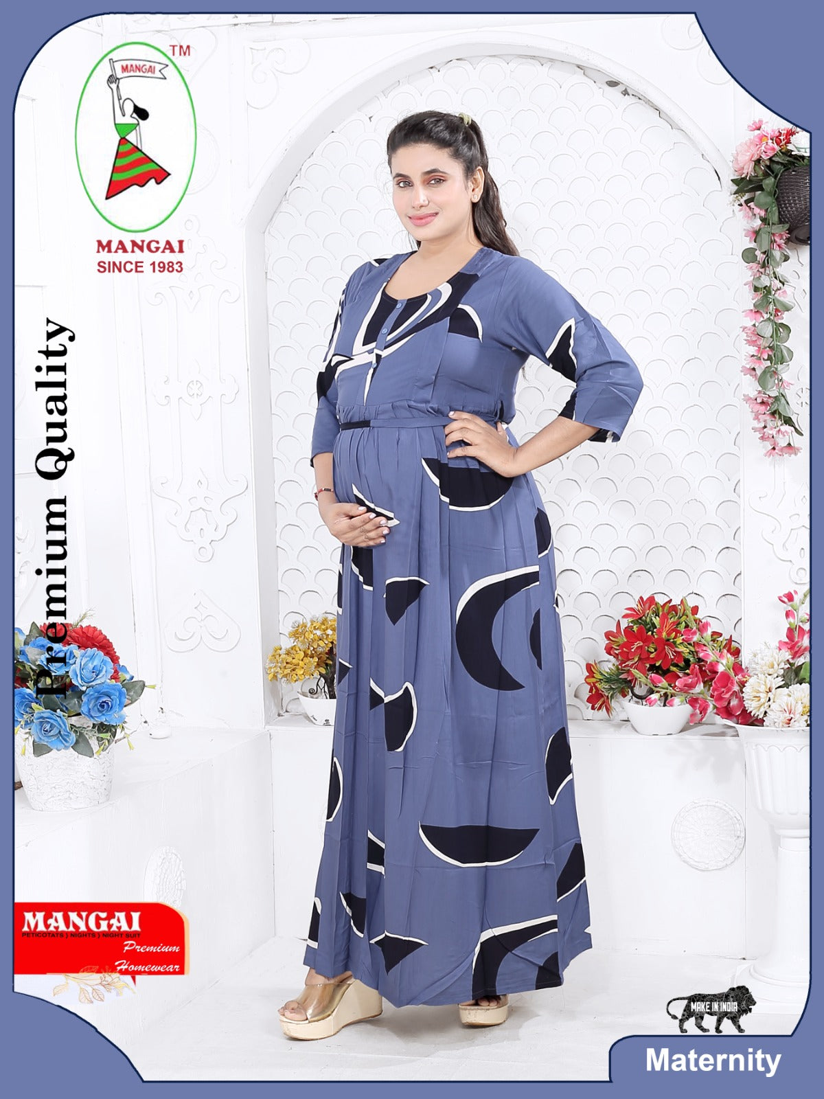 Soft Rayon4-IN-ONE Mom's Feeding & Casual Wear| Pre & Post Maternity Wear | Fancy Long Frock | Best Choice for Pregnancy Women (FIO-F)