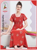 ALPINE Smocking Nighty | Beautiful Pleated Design | Side Pocket | Stylish Nighty for Trendy Women's | Your Perfect Nightwear Collection's (SAP)