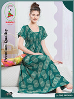 ALPINE Smocking Nighty | Beautiful Pleated Design | Side Pocket | Stylish Nighty for Trendy Women's | Your Perfect Nightwear Collection's (SAP)