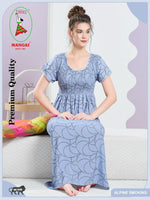 ALPINE Smocking Nighty | Beautiful Pleated Design | Side Pocket | Stylish Nighty for Trendy Women's | Your Perfect Nightwear Collection's (SAP)