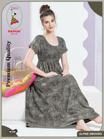 ALPINE Smocking Nighty | Beautiful Pleated Design | Side Pocket | Stylish Nighty for Trendy Women's | Your Perfect Nightwear Collection's (SAP)