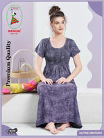 ALPINE Smocking Nighty | Beautiful Pleated Design | Side Pocket | Stylish Nighty for Trendy Women's | Your Perfect Nightwear Collection's (SAP)