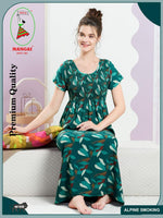 ALPINE Smocking Nighty | Beautiful Pleated Design | Side Pocket | Stylish Nighty for Trendy Women's | Your Perfect Nightwear Collection's (SAP)