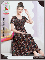 ALPINE Smocking Nighty | Beautiful Pleated Design | Side Pocket | Stylish Nighty for Trendy Women's | Your Perfect Nightwear Collection's (SAP)