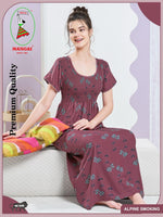 ALPINE Smocking Nighty | Beautiful Pleated Design | Side Pocket | Stylish Nighty for Trendy Women's | Your Perfect Nightwear Collection's (SAP)