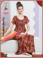 ALPINE Smocking Nighty | Beautiful Pleated Design | Side Pocket | Stylish Nighty for Trendy Women's | Your Perfect Nightwear Collection's (SAP)