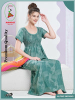 ALPINE Smocking Nighty | Beautiful Pleated Design | Side Pocket | Stylish Nighty for Trendy Women's | Your Perfect Nightwear Collection's (SAP)