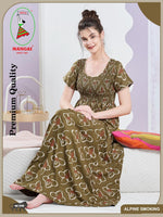 ALPINE Smocking Nighty | Beautiful Pleated Design | Side Pocket | Stylish Nighty for Trendy Women's | Your Perfect Nightwear Collection's (SAP)