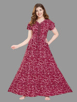 Stylish Arrivals Alpine Gathering Frock Model Night Gown's | Front Adjustable Gathering Style Rope Rope | Puff Sleeve | Trending Collection's for Stylish Women's (GFF)
