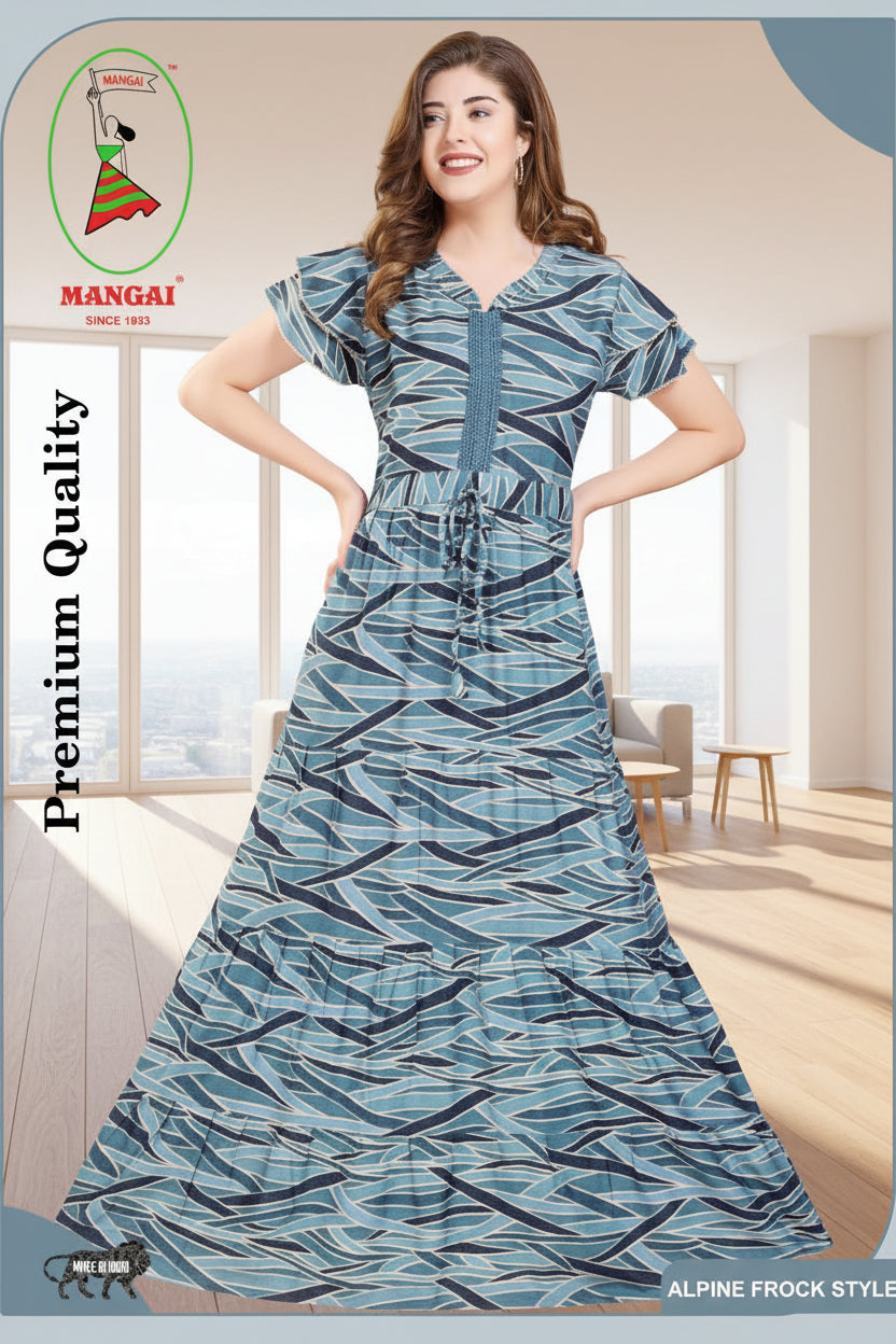 Stylish Arrivals Alpine Gathering Frock Model Night Gown's | Front Adjustable Gathering Style Rope Rope | Puff Sleeve | Trending Collection's for Stylish Women's (GFF)