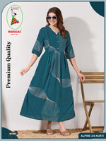 Alpine KURTI Style | Beautiful Stylish KURTI Model | Long 3/4 Sleeve & Side Pocket | Fresh Collection's for Stylish Women's (AK-3/4)