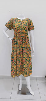 Cotton Gathering Frock for Summer Arrivals | Side Pocket | Button Closed | Elegant Casual Night Wear for Trendy Women's (FKC)