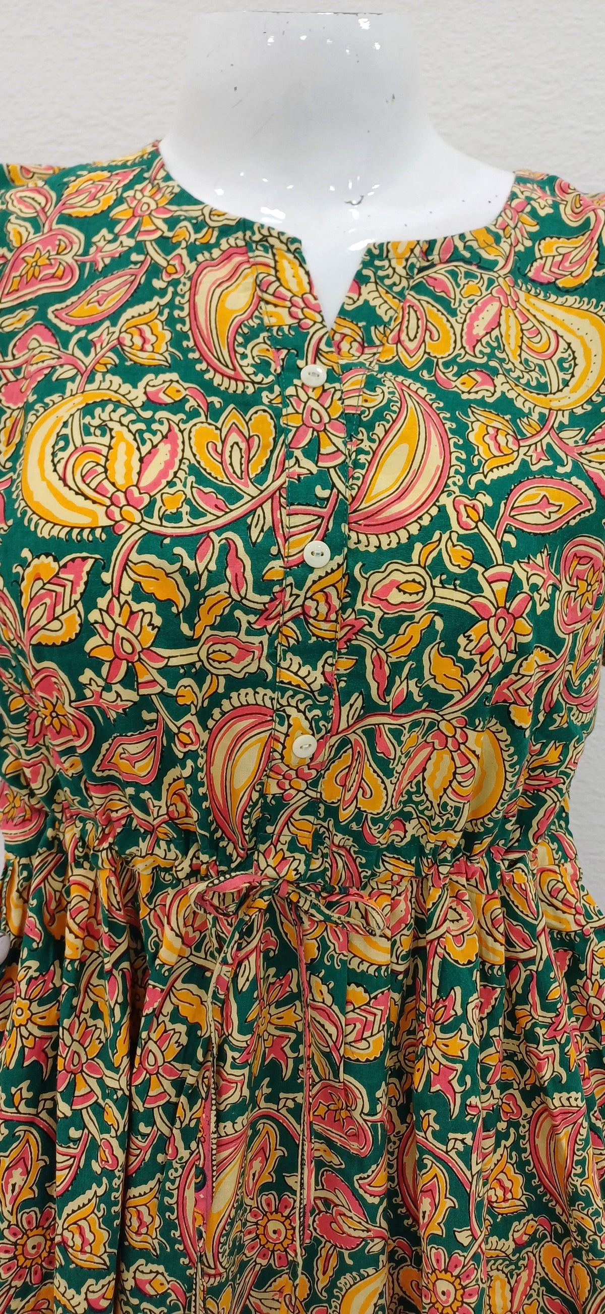 Cotton Gathering Frock for Summer Arrivals | Side Pocket | Button Closed | Elegant Casual Night Wear for Trendy Women's (FKC)