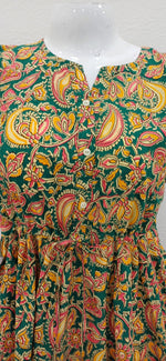 Cotton Gathering Frock for Summer Arrivals | Side Pocket | Button Closed | Elegant Casual Night Wear for Trendy Women's (FKC)