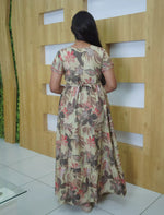 Rayon Floral 3 Layer Frock with Back Tie & Pocket Mangai Nighties