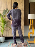 Grey Stripe Rayon Co-Ord Set for Women - Mangai Nighties