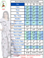 Abstract Printed Rayon Full Frock with Layer Sleeves with Front Gathering Tie - Mangai Nighties