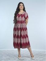 Ethnic Geometric Floral Print Maxi Frock with Back Tie Rope | Mangai Nighties