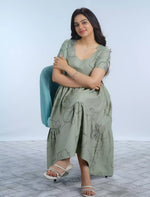 Rayon Festive Wear Floral Print Maxi Frock with Fancy Neck Mangai Nighties