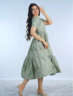 Rayon Festive Wear Floral Print Maxi Frock with Fancy Neck Mangai Nighties