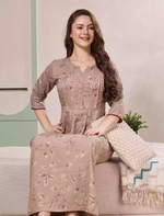 Beige Alpine Kurti Style Nighty - Mangai Nighties