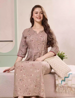 Beige Alpine Kurti Style Dress- Mangai Nighties
