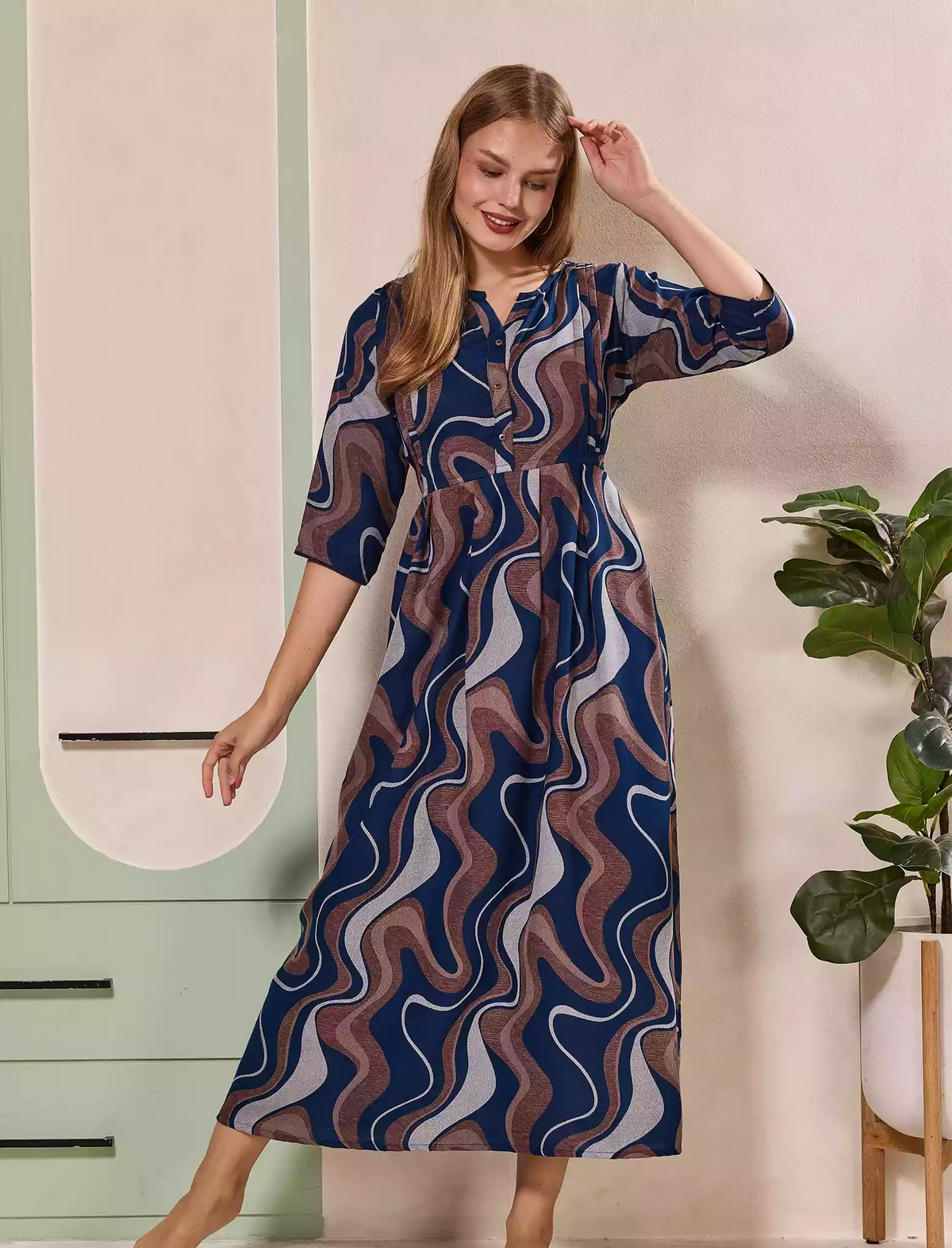 Blue Alpine Kurti Style Dress- Mangai Nighties