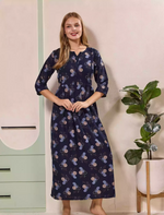 Navy Alpine Kurti with 3/4 long Sleeves - Mangai Nighties