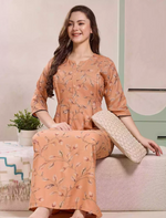Orange Alpine Kurti with 3/4 long Sleeves - Mangai Nighties