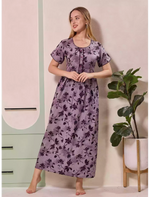 Alpine Floral Print Kurti Style Nighty With Pocket - Mangai Nighties
