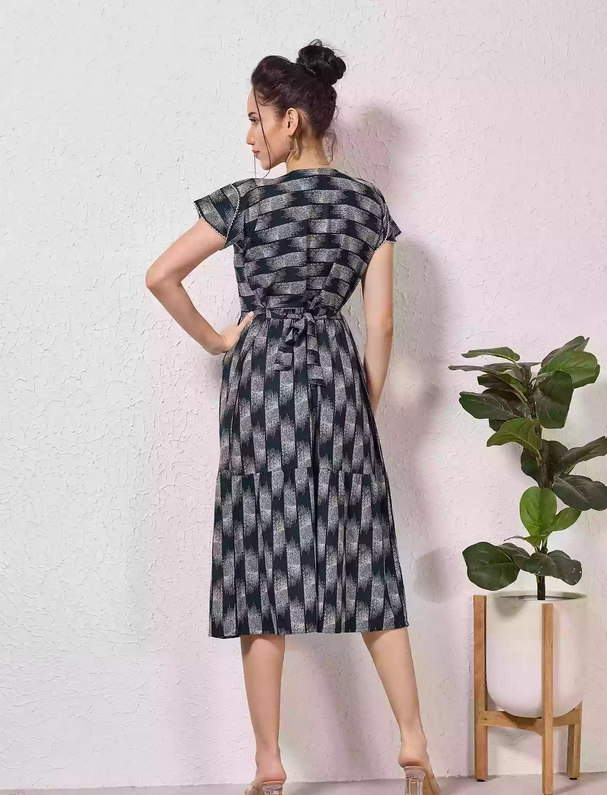 Alpine Petal Sleeve Floral Print Maxi Dress Fit With Side Pocket - Mangai Nighties