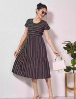 Alpine Petal Sleeve Floral Print Maxi Dress Fit - Mangai Nighties