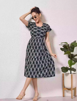 Alpine Petal Sleeve Floral Print Maxi Dress Fit With Side Pocket - Mangai Nighties