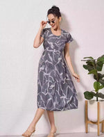 Alpine Petal Sleeve Floral Print Maxi Dress Fit - Mangai Nighties