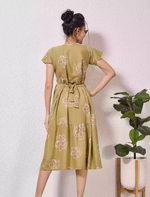 Alpine Petal Sleeve Floral Print Maxi Dress Fit with Back Tie - Mangai Nighties