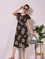 Alpine Petal Sleeve Printed Maxi Dress Elegance! - Mangai Nighties