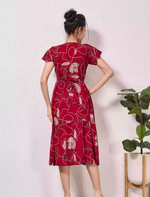 Alpine Petal Sleeve Printed Maxi Dress with Side Pocket - Mangai Nighties